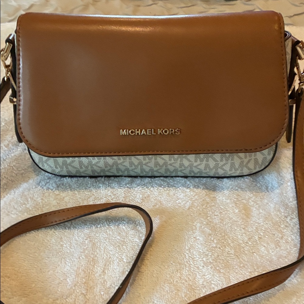 Michael Kors Brown and Cream Crossbody Bag